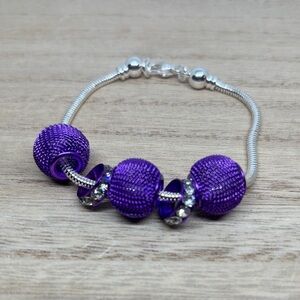Purple Bead Charm Bracelet for Women